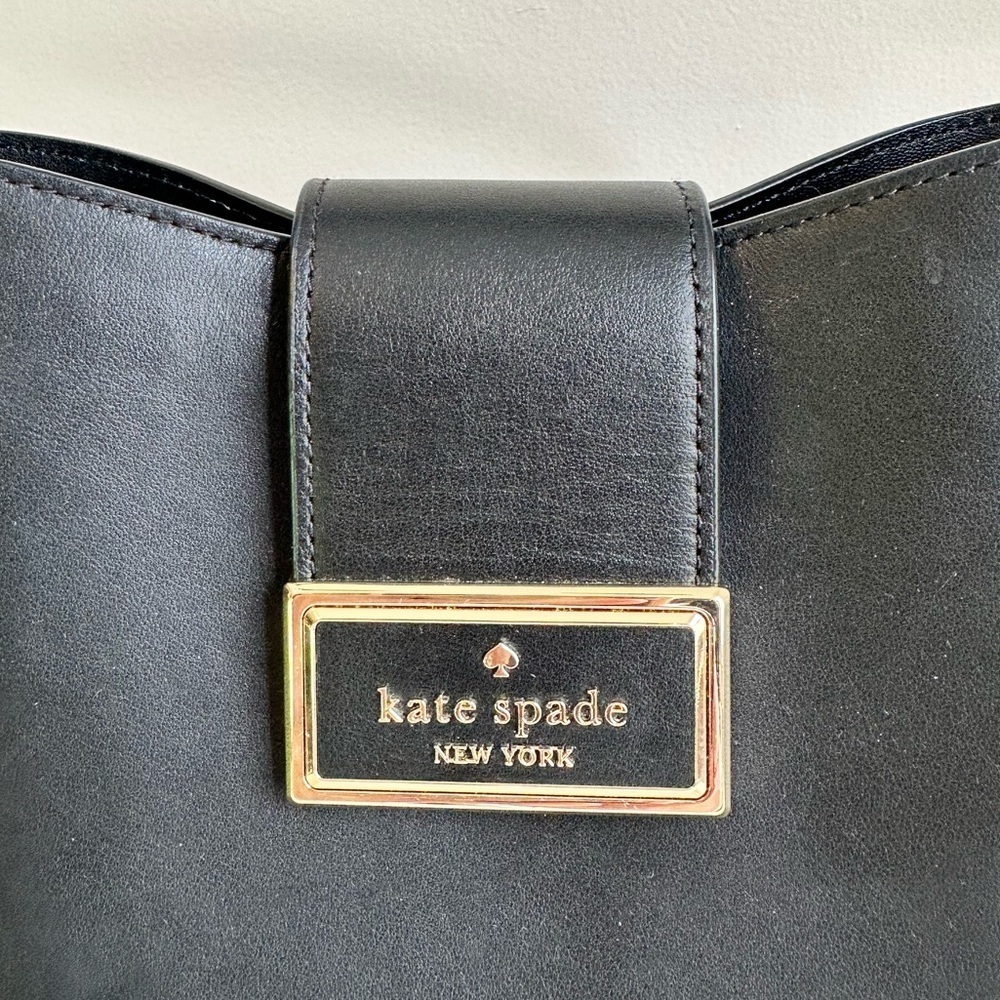 Kate Spade Black Leather Reegan Bucket Bag **EUC** - Picture 9 of 15